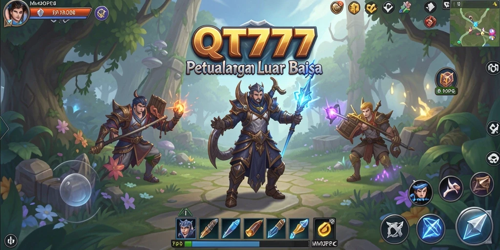 Tangkapan layar gameplay QT777 menampilkan aksi seru dalam MMORPG.